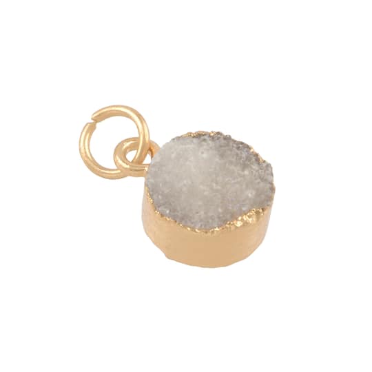 Round White Dyed Quartz Charm by Bead Landing™
